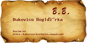 Bukovics Boglárka névjegykártya